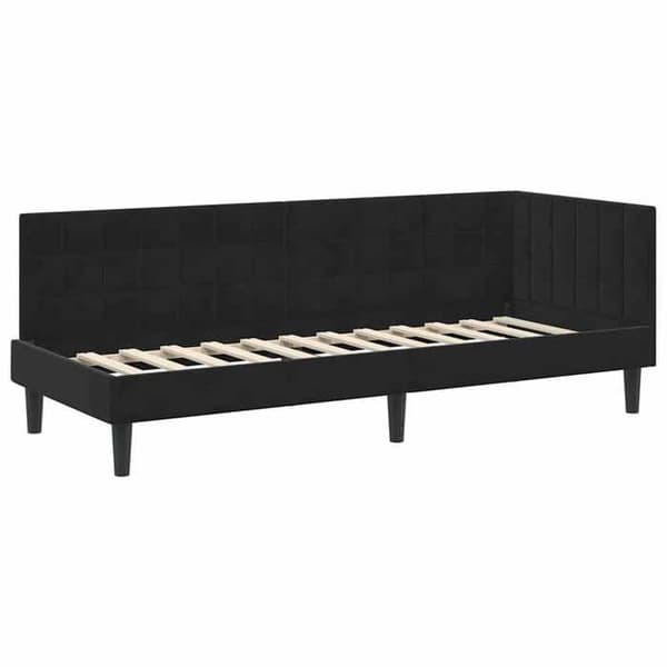 Maison Exclusive - Sort hjørneseng 80 cm x 200 cm i velour