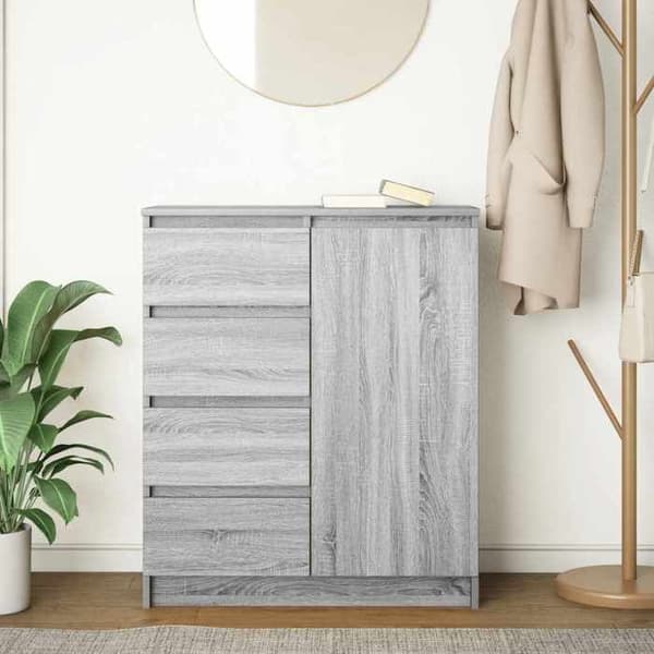 Maison Exclusive - Buffet med skuffer sonoma grå 71x35x84 cm ingeniørtræ