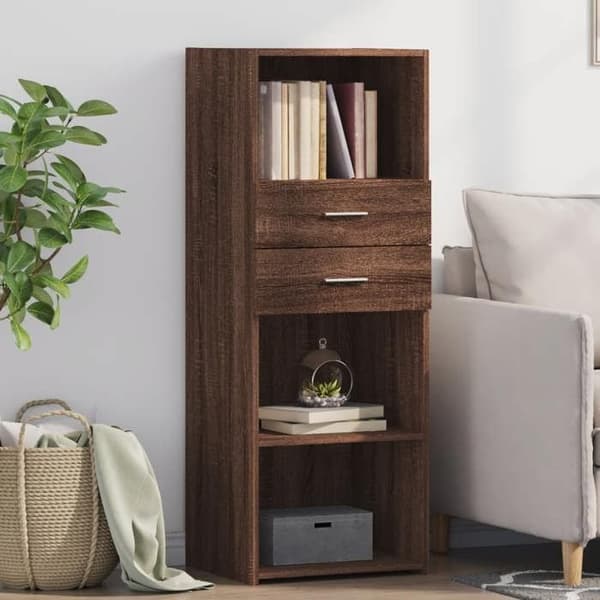 Maison Exclusive - Buffé hög ek brun 45x42,5x124 cm ingenjörsträ