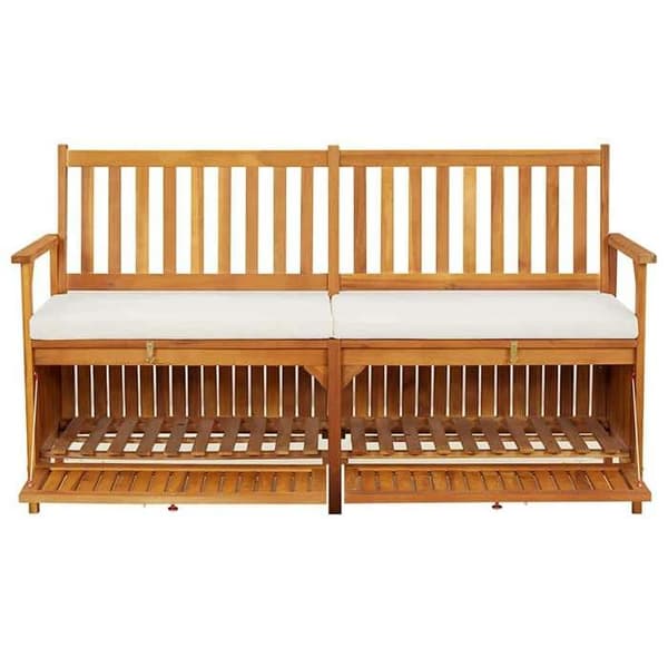 Maison Exclusive - Förvaringsbänk med kudde 148 cm Solid akaciaträ