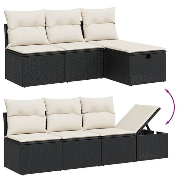Maison Exclusive - 8 dele havegruppe med sorte puder i flettet harv