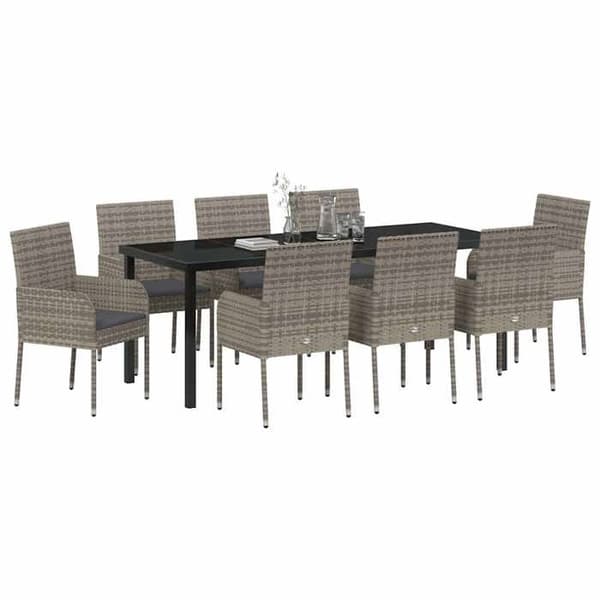 Maison Exclusive - 9 pc have spisebordssæt i grå polyrotin