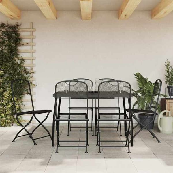 Havemøbler - EKSKLUSIVT HUS - Net - Antracit - Metalramme - 7 foldbare dele antracit