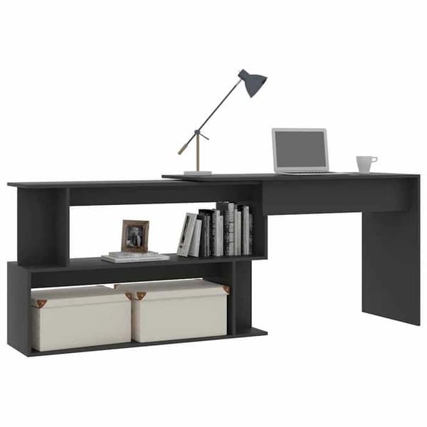Kontor - EXKLUSIV HEM - Hörnskrivbord - Grå - 200x50x76 cm - Agglomerat Grå