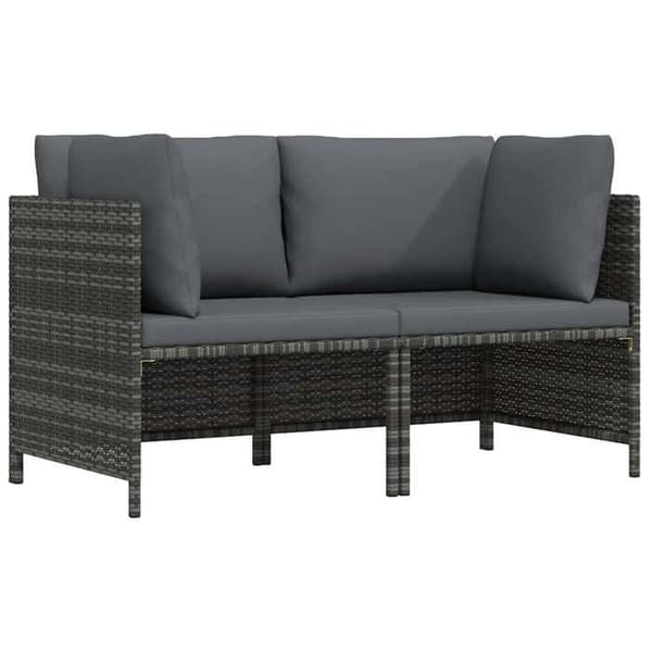 Maison Exclusive - 2-sits trädgårdssoffa med grå kuddar i flätad resin Grå