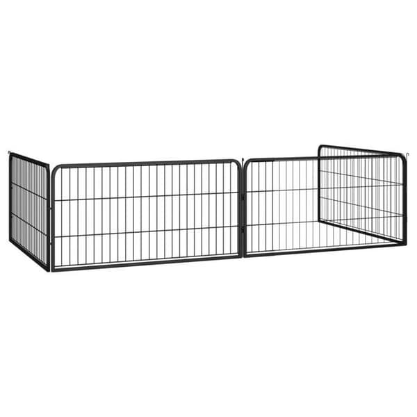 Eksklusivt Hus - Hundegård 4 paneler Sort 100x50cm Pulverlakeret stål Svart