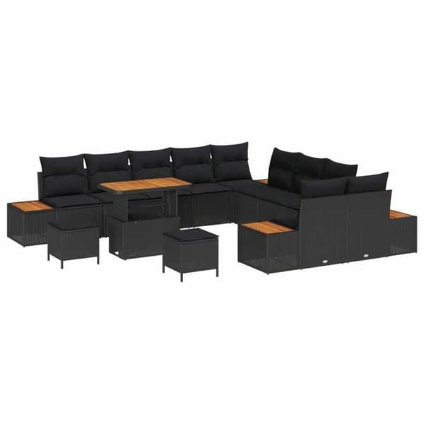 Maison Exclusive - 13-osainen puutarhakalustesarja 12-hengen musta Svart