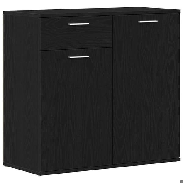 Maison Exclusive - Buffet i sort egetræ 80x36x75 cm ingeniørtræ