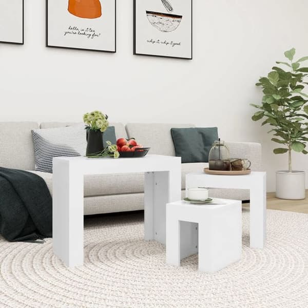 Maison Exclusive - 3 stk. Hvide Ingeniørtræ Sofaborde