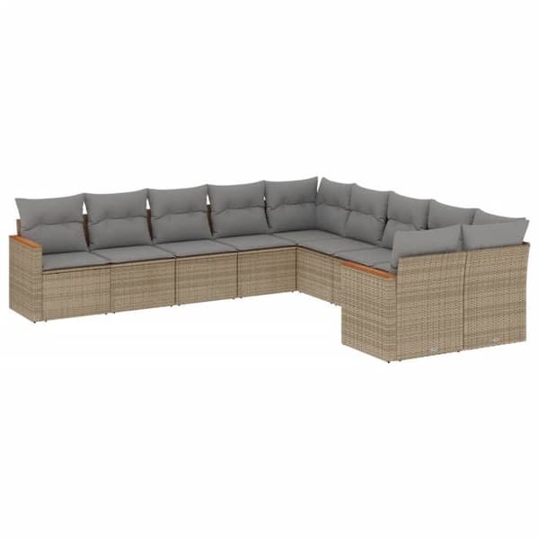 Maison Exclusive - Trädgårdsmöbler och kuddar 10 st blandning beige flätad resin