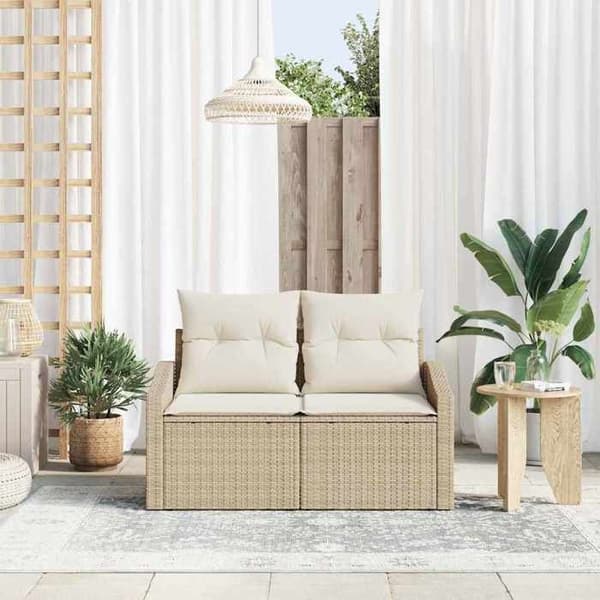 Maison Exclusive - Trädgårdsoffa med kudde 123 x 62 x 69 cm polyrotin