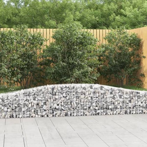 Gabionkorgar - böjda - 6 st - 400×30×40/60 cm - galvaniserat järn silver-