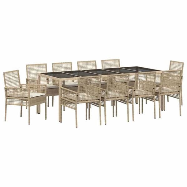 Maison Exclusive - 11 pc spisestue sæt til haven Beige polyrotin