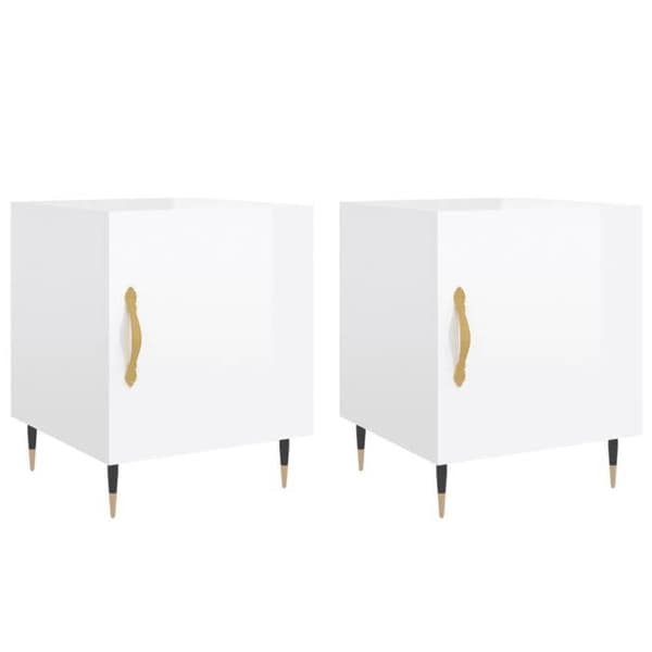 Maison Exclusive - Sängbord 2 st vit glänsande 40x40x50 cm Strålande vit