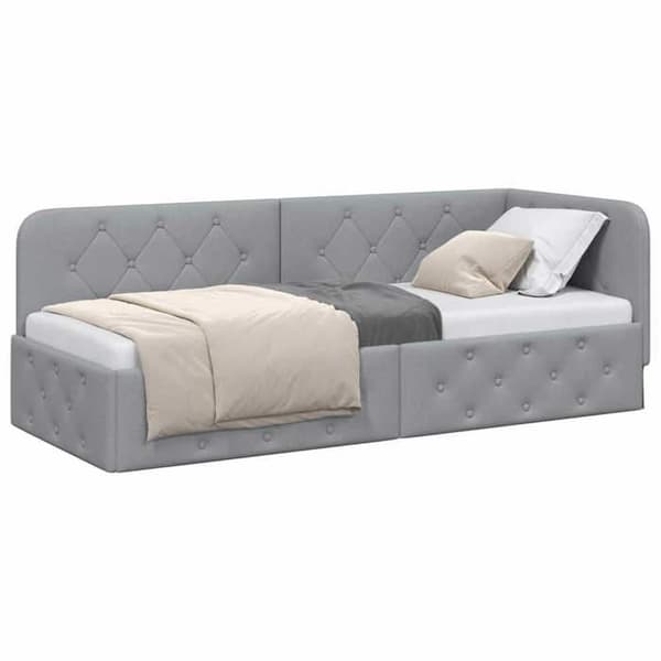 Hjørneseng - EKSKLUSIV HUS - 80 x 200 cm - Lys grå - Polyesterstof - Vendbar sovesofa Ljusgrått