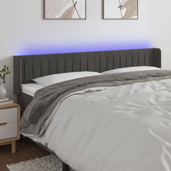 Maison Exclusive - LED-päätyharso Tummanharmaa 203x16x78/88 cm Sametti mörkgrå