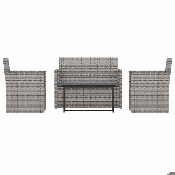 Maison Exclusive - Utomhusmöbler 4 delar med kuddar Flätad resin Grå