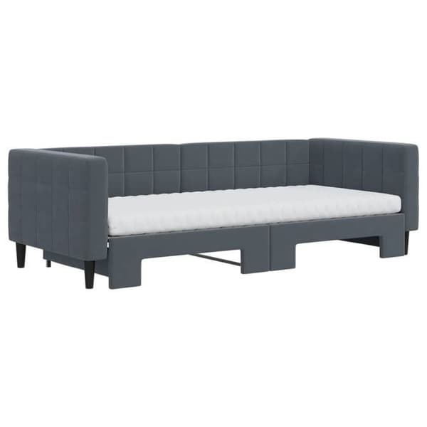 Maison Exclusive - Dagbädd med utdragssäng och mörkgrå madrass 90x200cm sammet Mörkgrå