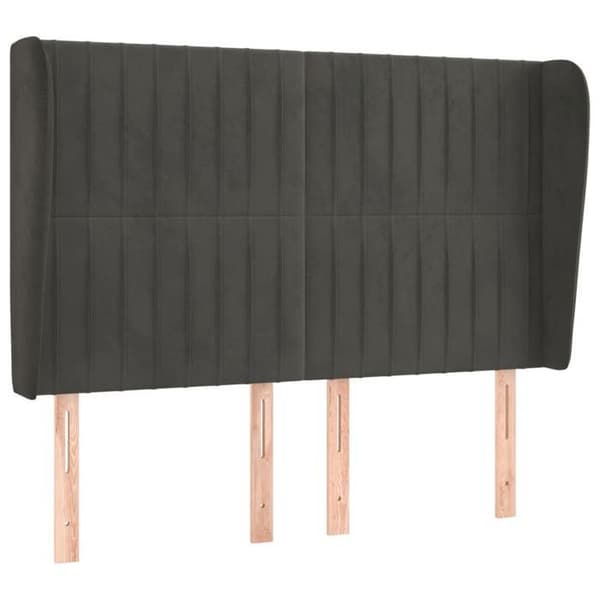 Maison Exclusive - Päätylevy korvilla Tummanharmaa 147x23x118/128 cm Sametti mörkgrå