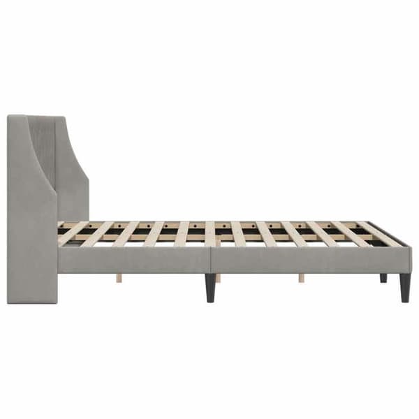 Maison Exclusive - Sängram med huvudgavel Ljusgrå 140 x 200 cm Sammet