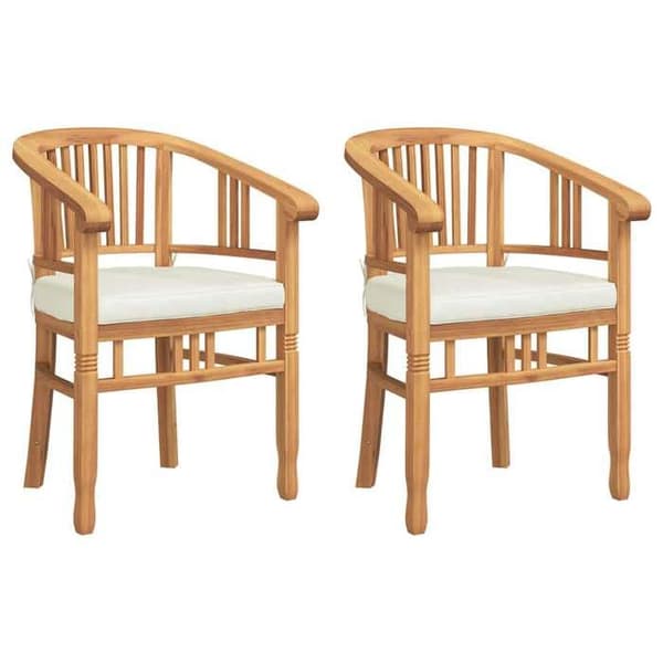 Trädgårdsstol - EXKLUSIV HEM - Set om 2 - Massivt teak - Brun - Skulpterade armstöd brun