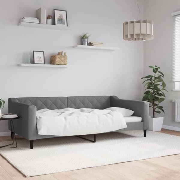 Säng för dagtid - EXKLUSIVT HUS - 100x190 cm - Mörkgrå - Polyester tyg - Konvertibel 2 i 1 Mörkgrå