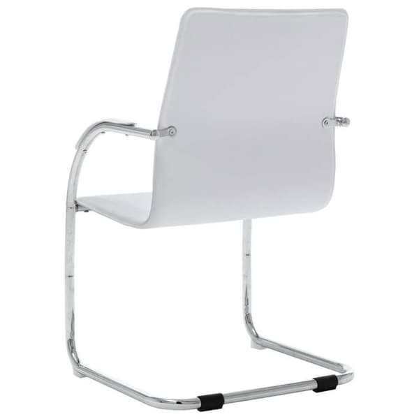 Kontorstol - EKSKLUSIV HUS - Cantilever - Hvid kunstlæder - Ergonomisk ryg - Forkromede ben Vit