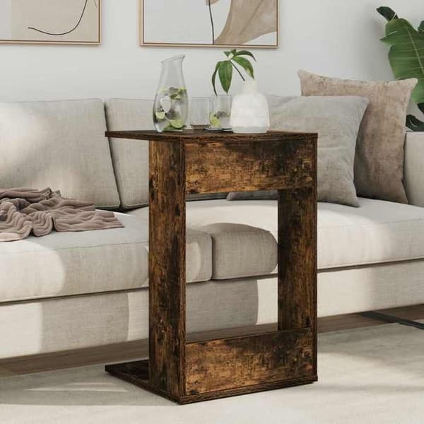 Sidebord - MAISON EXCLUSIVE - Røget eg - Ingeniørtræ - Rektangulær - 40x38x62,5 cm Rökt ek
