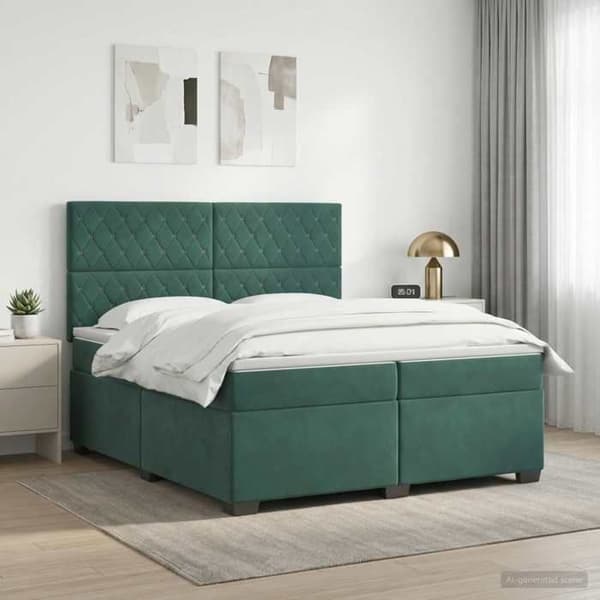 Maison Exclusive - Boxspring säng med mörkgrön madrass 200 x 200 cm Sammet Mörkgrön