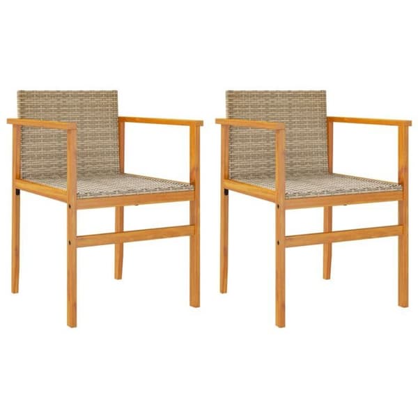Maison Exclusive - Trädgårdsstolar set om 2 beige flätad resin och massivt trä beige