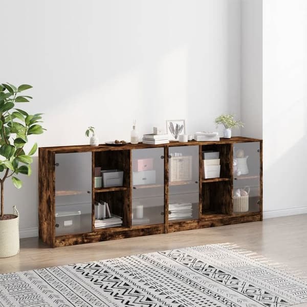 Maison Exclusive - Bibliotek med røgfyldte egetræsdøre 204x37x75 cm