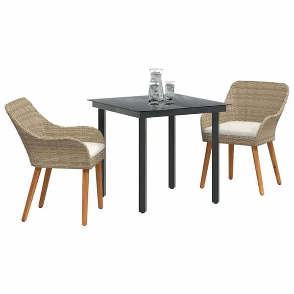 Maison Exclusive - 3-delars matgrupp för trädgård i beige polyrotting beige