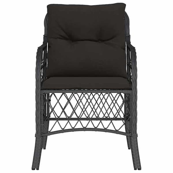 Maison Exclusive - Trädgårdsstolar med kuddar, set om 2, svart flätad resin
