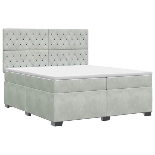Maison Exclusive - Boxspring-sänky vaaleanharmaalla patjalla 200 x 200 cm Sametti