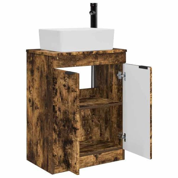 Maison Exclusive - Badeværelsesmøbel med vask Røget eg 54 x 35 x 83 cm
