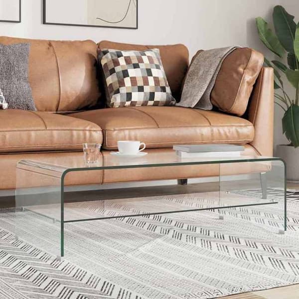 Bord - Klar - 98x45x31 cm - Tempereret glas - Rektangulær Transparent