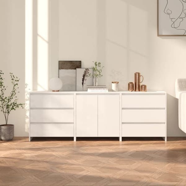 Maison Exclusive - Bufféer 3 st Vit Ingenjörsträ Vit