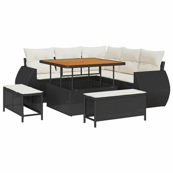 Lounge-soffor - MAISON EXCLUSIVE - 8-delars set - Poly rattan - Polyesterkuddar - Justerbart bord