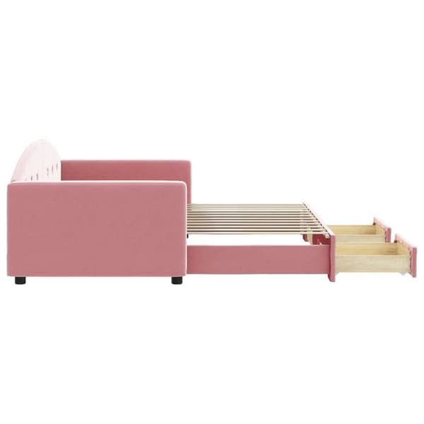 Lisävuode - MAISON EXCLUSIVE - 90x200 - Alusvuode - 2 laatikkoa - Vaaleanpunainen sametti rosa