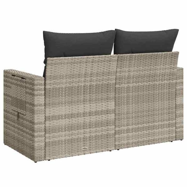 Maison Exclusive - 2-sits trädgårdssoffa med ljusgrå kuddar i flätad resin Ljusgrått