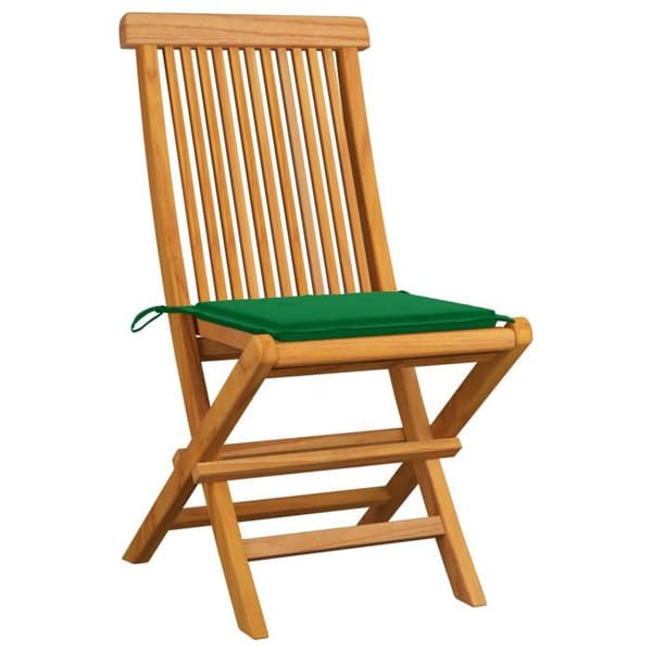 Maison Exclusive - Fällstolar med gröna kuddar 2 st massiv teak Grön (kuddar)
