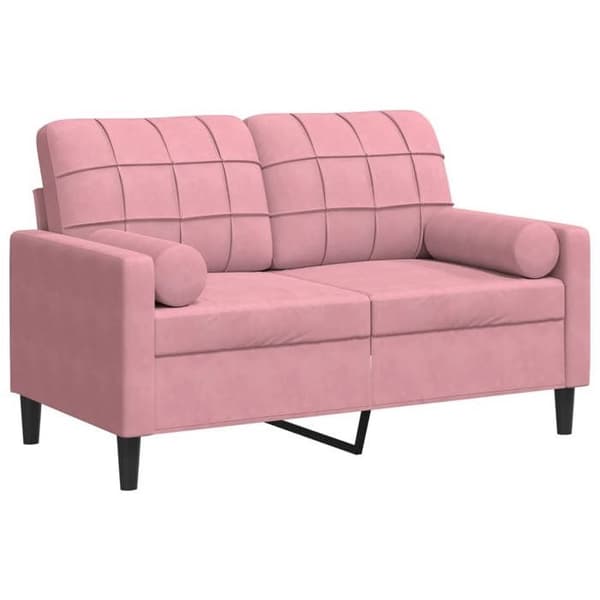 Maison Exclusive - Soffa 2 platser med dekorativa kuddar rosa 120 cm sammet Ros