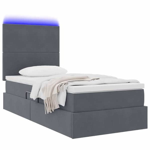 Maison Exclusive - LED förvaringssäng med mörkgrå madrass 90 x 190 cm Mörkgrå