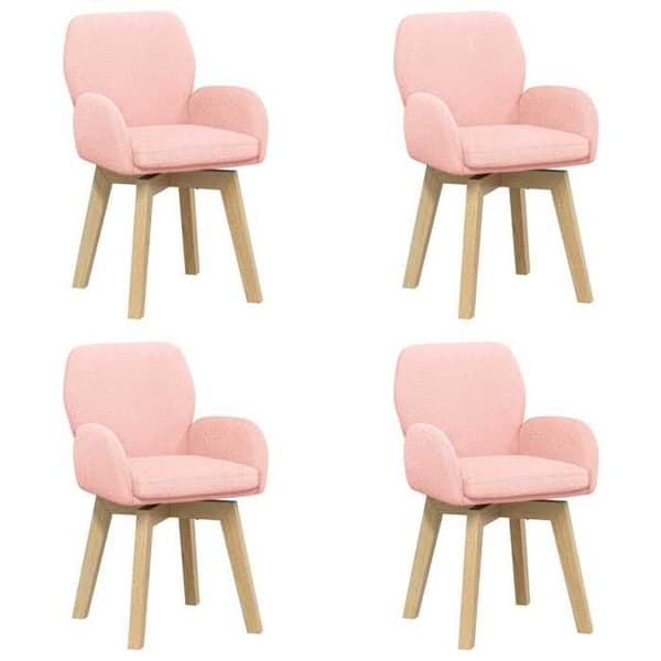 Matsalsstolar - EXKLUSIVT HEM - Snurrande Bouclé - Set om 4 - Rosa - 360° snurrande bas Ros