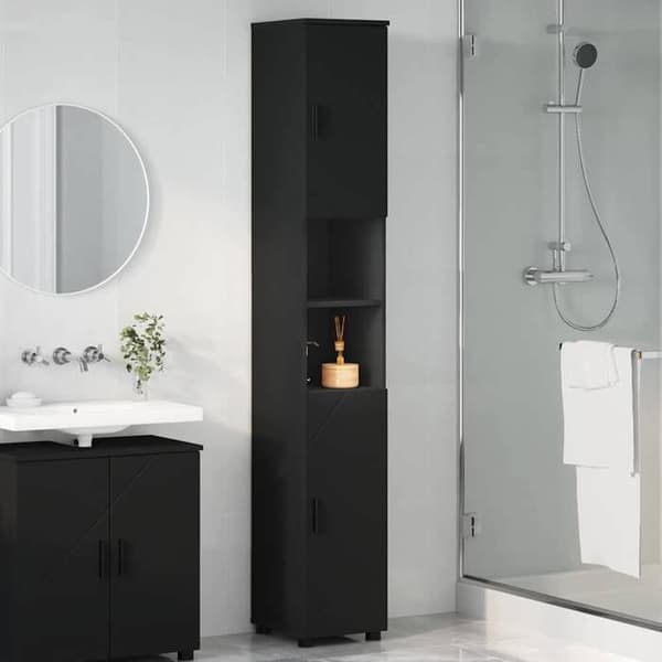 Maison Exclusive - Badeværelsesskab med opbevaring Sort 30 x 35 x 192 cm
