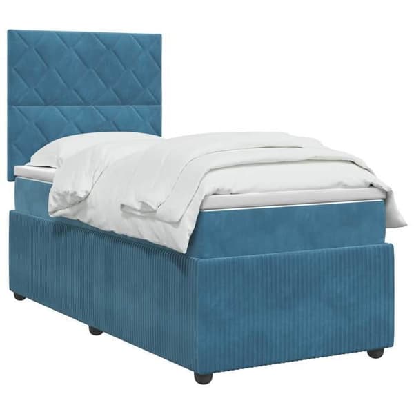 Maison Exclusive - Boxspring-sänky sinisellä patjalla 100 x 200 cm Sametti