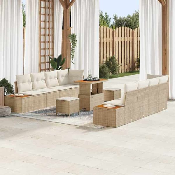 Havemøbler - MAISON EXCLUSIVE - Sæt med 11 dele - 10 pladser - Poly rattan & stål - Justerbart bord