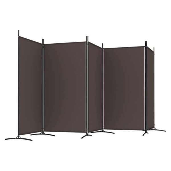 Maison Exclusive - Avskiljande vägg 5 paneler Brun 433x180 cm Tyg