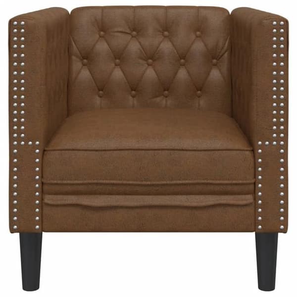 Maison Exclusive - Chesterfield stol i brun kunstlæder
