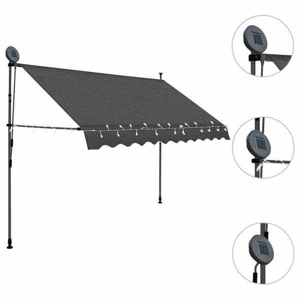 Utdragbar markis - Exclusive Home - Solcellsdriven LED - 250 cm - Antracit antracit